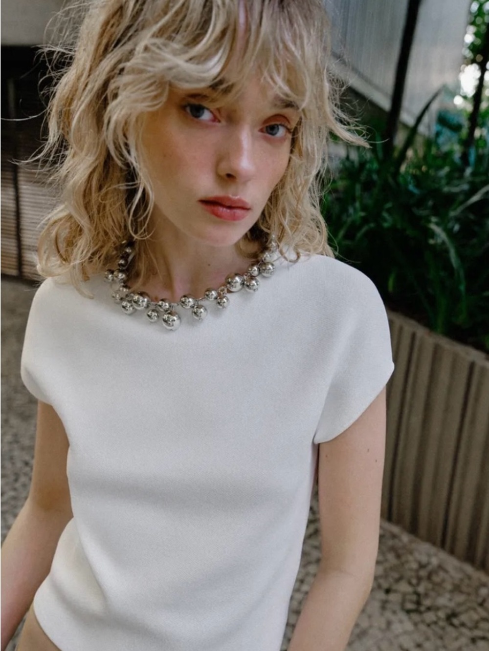 Zara beaded collar top